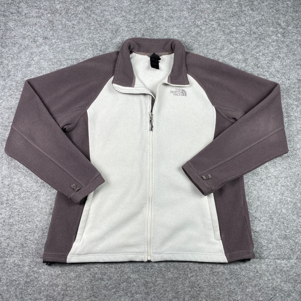 The North Face Fleece Jacket Womens XXL Purple Cream Full Zip Mock Neck TKA 100